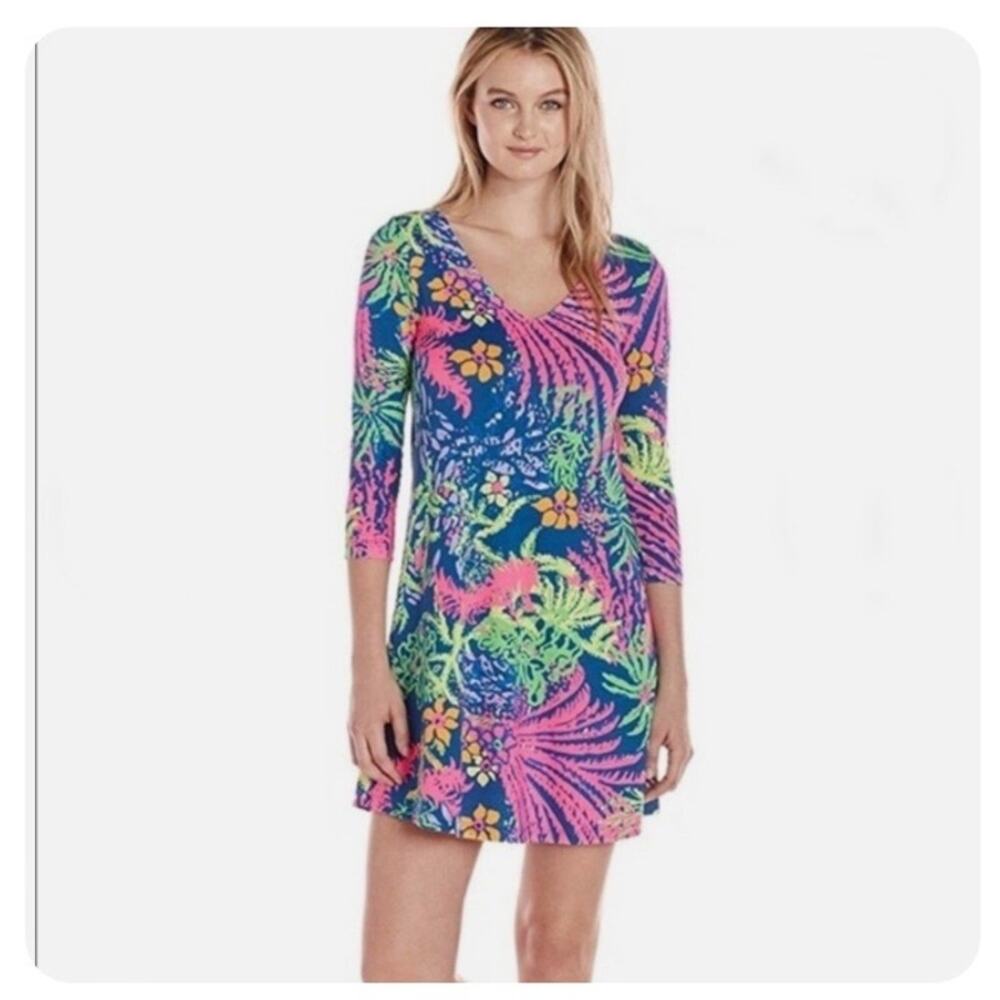 Lilly Pulitzer Women Floral Print Erin Dress/ Tunic Indigo All Aglow Size XS
